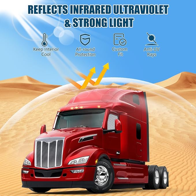2 Pcs Side Window Sun Shade for Peterbilt 579 567 14-26 | Fits 579 (2022-2026) & 567 Semi Truck Day Cab Sleeper, 6-Layer 210T Heat Blocker, Blackout Privacy Cover, Foldable - Image 9