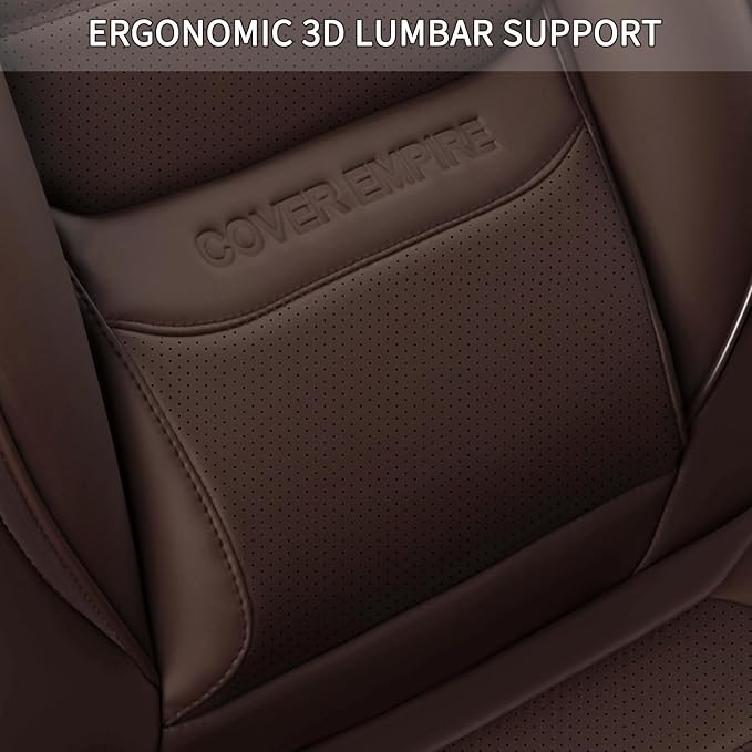 Car Seat Covers Front Seats, 2Pcs Universal Faux Leather Front Seat Covers for Cars, Waterproof Automotive Seat Covers Breathable Seat Cover for Most Sedans, Trucks, SUV (Brown) - Image 3