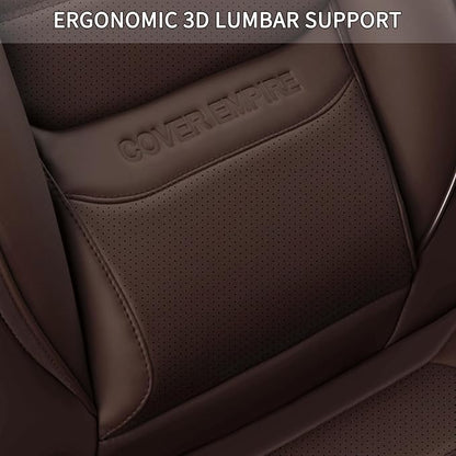 Car Seat Covers Front Seats, 2Pcs Universal Faux Leather Front Seat Covers for Cars, Waterproof Automotive Seat Covers Breathable Seat Cover for Most Sedans, Trucks, SUV (Brown) - Image 3