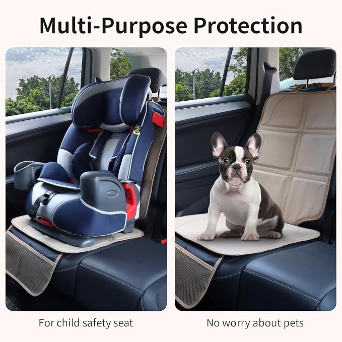 Car Seat Protector,Extra Thick Car Seat Covers Non-Slip Waterproof Mat Pad Leaving No Imprints Marks for Child Baby Pet Truck SUV Automobile (Beige-B) - Image 4