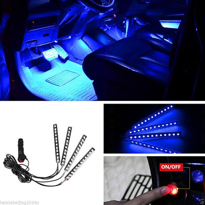 EJ's SUPER CAR 4PCS 48 LED Car Interior Lights, Blue Under Dash Light Kit | 12V Car Charger Powered, Waterproof Blue Neon Atmosphere Light Strips for Car Interior Decoration and Accent Lighting - Image 3