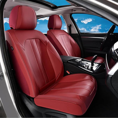 Huidasource Red Front Seat Cover, Luxury Faux Leather Front Car Seat Cover, Compatible with Airbags, Seatbelt Buckles, Perforation, Cooling＆Heating, Universal Fit for Most Cars, Vans Trucks, SUVs, Red by Huidasource
