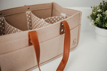 Keller's Corner Baby Diaper Caddy Organizer Beige Large & Small Pouch/Portable Holder Bag for Changing Table & Car/Nursery Storage Bin/Newborn Essentials Must Have - Image 6