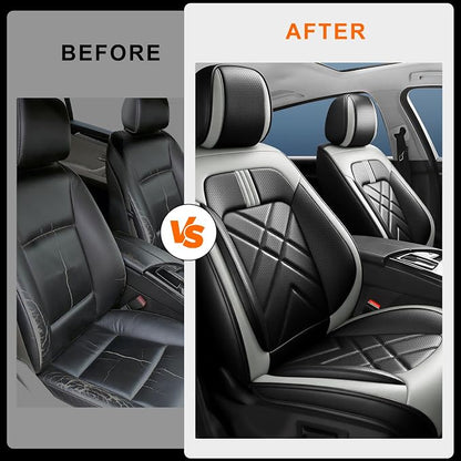 Rio Car Seat Covers Custom Fit for KIA Rio 2014-2026, Premium Full Coverage Leather Automotive Seat Protectors, All Seasons Waterproof Breathable, Airbag Compatible, Front Seats, Black Gray - Image 4