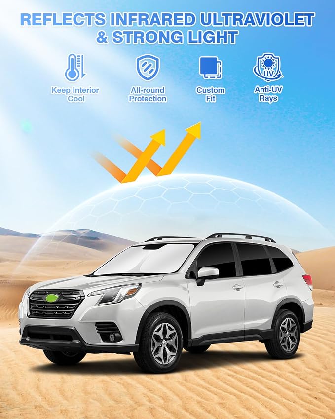 Canvcle Sunshades for 2025 2026 Subaru Forester Accessories Windshield Sun Shade Side Rear Window Shade Cover Sun Visor Shield Privacy Protection Keep Vehicle Cool Black 8PCS - Image 2