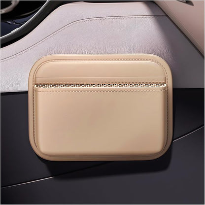 Car Seat Side Pocket Organizer, Mini Leather Auto Door Storage Bag Console Side Organizer, Multifunctional Seat Gap Pocket Storage Pouch for Phone Pen Key Sunglass (Beige) by Unknown