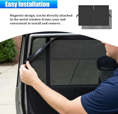 2PCS Car Window Shade, Magnetic Double Layer Vehicle Side Rear Window Sunshade Privacy Curtain Keep Interior Cool, Automotive Sun Shield UV Blocker for Baby, Universal for Vehicles - Image 5