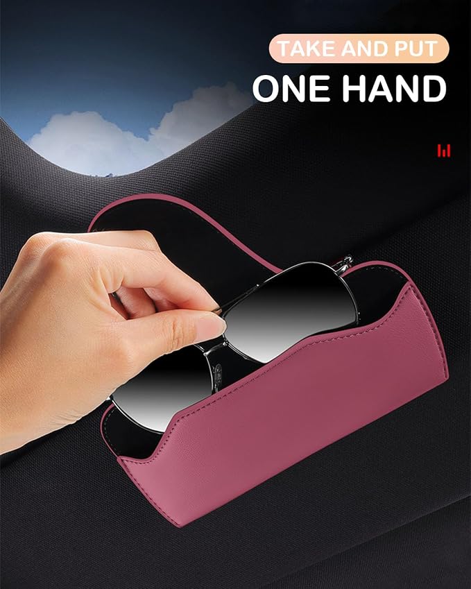 Magnetic Sunglass Holder for Car Visor Clip, Visor Accessories Eyeglasses Holder, Leather Glasses Storage Case - Image 5