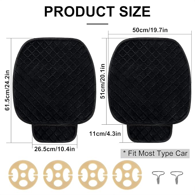surpassme Comfortable Car Seat Covers Universal Front Seat Coves for Car Accessories with Storage Pockets, Padded Car Interior Covers for Automotive, SUV, Truck, and Van - Image 3