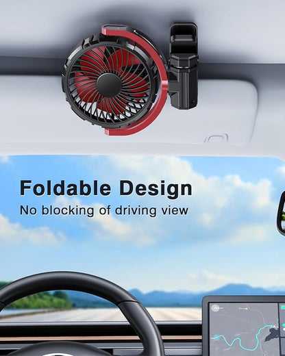 Car Clip on Fan for Sun Visor Handle, 2000Mah Rechargeable Battery Powered Usb Fans That Blow Cold Air, Portable Car Cooling Fan for Cars without Ac, for Vehicle, Van, Suv, Rv, Truck, Red - Image 6