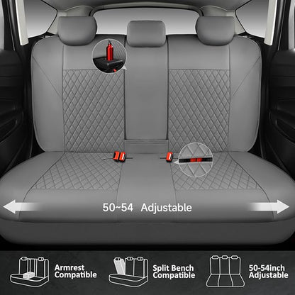 CAR PASS Quilting Faux Leather Seat Covers Full Set, Waterproof Deluxe PU Premium Auto Seat Cover, Breathable Seat Covers Universal Fit for Most Sedan SUV Van Small Truck, Airbag Compatible All Gray - Image 4