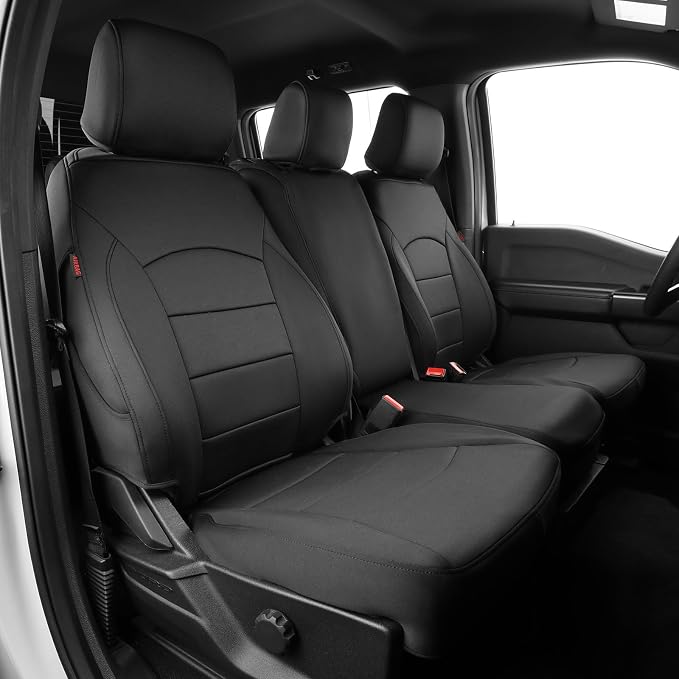EKR F150 Seat Covers Custom Fit for (2 Door,SuperCab/Extended Cab) 2015-2020 Ford F150 XL/XLT/Lariat & 2017-2022 F250/F350 SuperDuty XL/XLT/Lariat,Waterproof,Sweat &Dirt Resistant-Neoprene(Black) by EKR