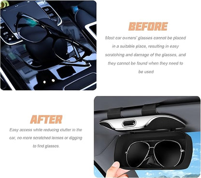 Zipelo 7.09 x 2.56 Inch Car Sun Visor Sunglasses Case, Coffee | ABS construction, push-bounce opening, clip-on mounting, holds eyewear tickets and cards, car interior accessories - Image 4