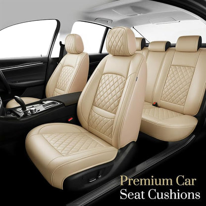 Fit for RAV4 Seat Covers Compatible with Toyota RAV 4 2007-2025 2026 - Waterproof Breathable Leather Automotive Seat Cushions Protector,Airbag Compatible,Full Set 5 Seats(Beige) - Image 2