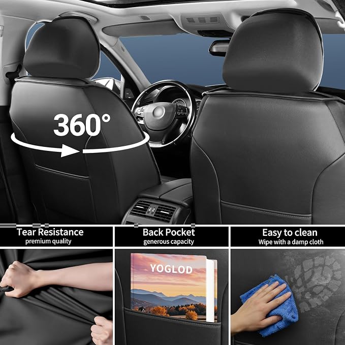 Seltos Car Seat Covers Custom Fit for Kia Seltos 2021-2026, Full Coverage Leather Waterproof Breathable Seat Covers Full Set, Automotive Seat Protectors, Airbag Compatible(5 Seats, Red & Black) - Image 3