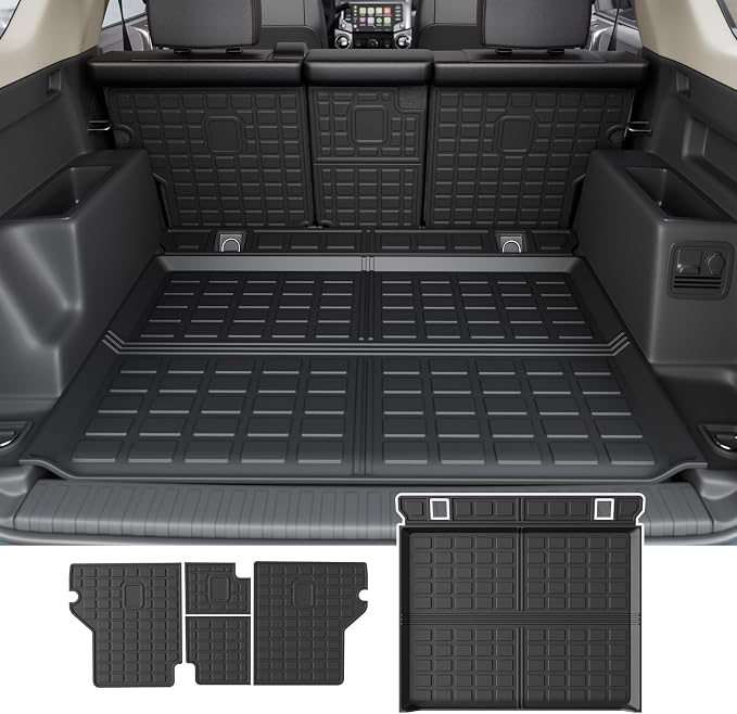 Rongtaod Cargo Mat & Backrest Mats for 2010-2024 Toyota 4Runner 5 Seats | without Sliding Tray, Trunk Mat Cargo Liner TPE All Weather Back Seat Cover Protector 2023 4 Runner Accessories by Rongtaod