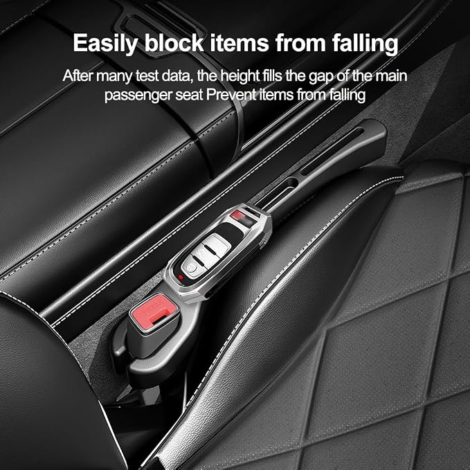 Stacool [2026 Upgrade] 2PCS Car Seat Gap Filler with Phone Holder,Multi-Function Car Side Seat Gap Filler for Prevent Items Falling,Universal Car Seat Organizer Car Accessories (Brown) - Image 4