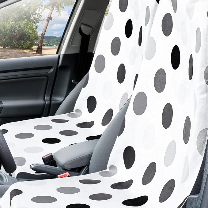 Hahafelt 2 Pack Car Seat Towel Cover with Storage Bag, Black and Gray Dots | 63 x 32 in Car Towel Seat Cover Non Slip Waterproof, Gym Workout Swimming Running, Machine Washable Sweat Absorbent Protector - Image 6
