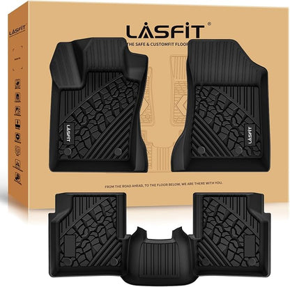 LASFIT Floor Mats for Jeep Compass 2017-2025 2026 | All Weather, TPE, Custom Fit, Car Mats, Floor Liners, 1st & 2nd Row, Black by LASFIT