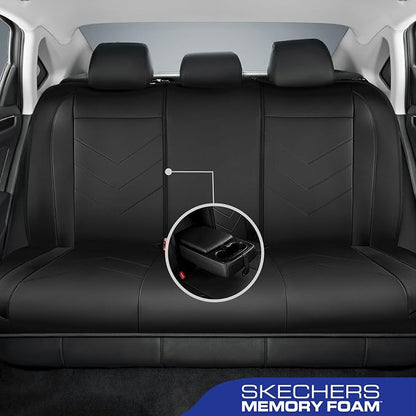 Skechers Car Seat Covers,Luxury Faux Leather Seat Covers,Waterproof Anti Slip Car Seat ProtectorFull Set,Car Accessories Airbag Universal Fit for Most Cars,Vans,Trucks,SUV,Black - Image 3