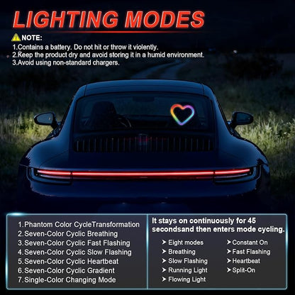 iFunyLED Heart-Shaped Solar Powered Car LED Interior Ambient Light, Wireless Lamp with 8 Lighting Modes, Dual Charging & Dual Sensor Design, Cute Car Accessories Gift for Women, Pack of 1 (Multicolor) - Image 5