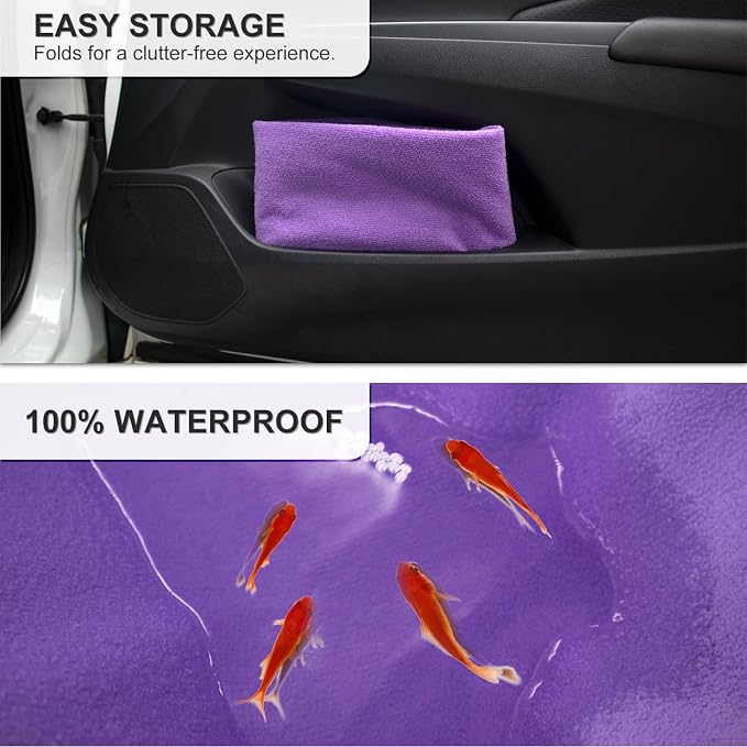 Waterproof Sweating Car Seat Cover for Post Gym Workout, Running, Swimming, Beach and Hiking, Universal Fit Non-Slip Bucket Seat Protector for Cars SUV Trucks, Machine Washable (Purple) - Image 3