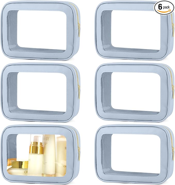 6PCS Clear Toiletry Bag,TSA Approved Travel Pouch with Zipper for Cosmetics and Toiletries，Diaper Bag Organizer Pouch Set, Purse Organizer and Clear Car Bag for Women and Kids by YOPCDJ