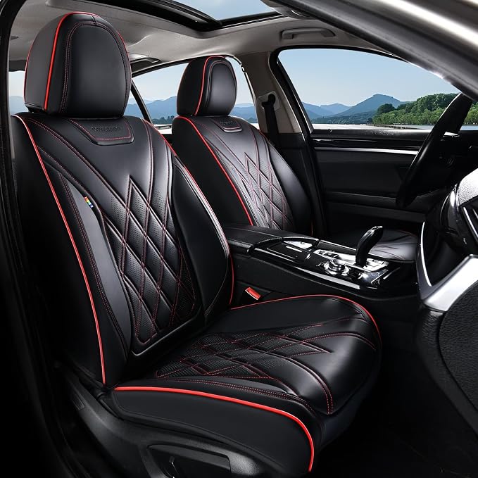 Coverado Car Seat Covers Full Set, Seat Covers for Cars, Front Seat Covers and Back Seat Cover Waterproof Leather Automotive Seat Cover, Universal Car Interior Protectors Cushion for Most Cars - Image 9