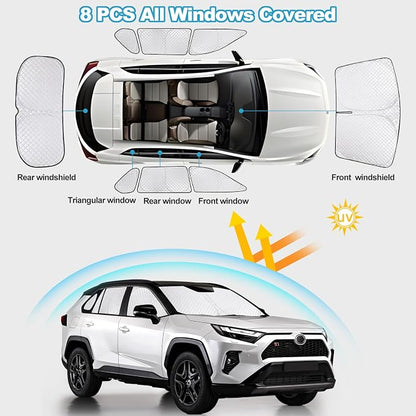 XCBYT 2019-2024 RAV4 Window Shade, 8-Pack Blackout Privacy | 6-Layer blocks heat for lunch breaks, camping. keep full privacy/car cool, Tuck into frames to prevent falling when door open - Image 4