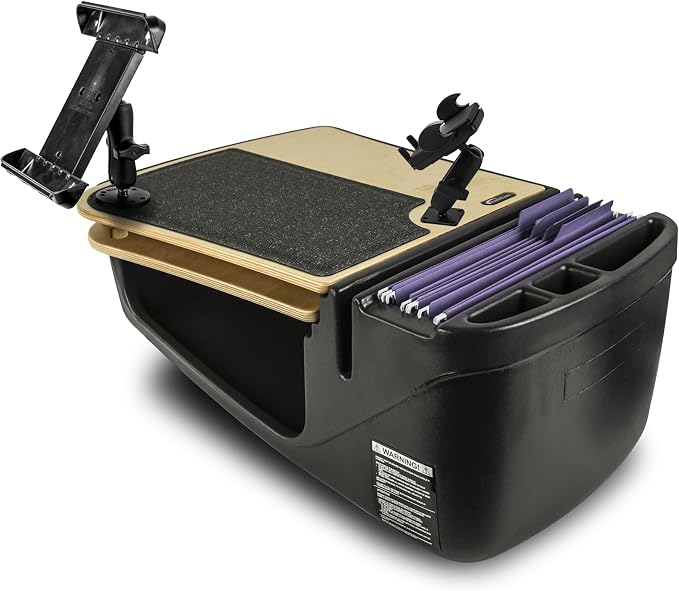 AutoExec AE-GMCD-PM-TAB-11M GripMaster Car Desk for Your Vehicle Workstation and Mobile Office, Natural with Phone Mount and Tablet Mount by AutoExec