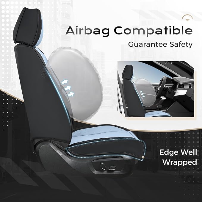 Coverado Car Seat Covers, Seat Covers for Cars, Waterproof Leather Auto Seat Protectors, Leather Car Seat Cushion, Car Interiors Accessories Universal Fit for Most Cars - Image 4