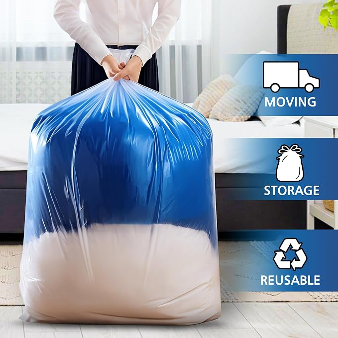 10 Pack 40” x 58” Extra Large Clear Plastic Storage Bags for Luggage Cover | 2 Mil Storage Bags Ideal for Car Seats, Suitcases, Strollers, Small Bikes, Attic Storage, Clothes, Xmas Trees, (with 10 Ties) - Image 4