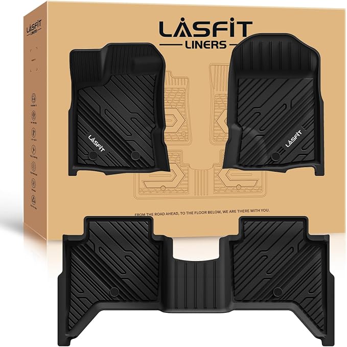 LASFIT Floor Mat for Ford Ranger 2023 2022 2021 2020 Carpet Floor SuperCrew | All Weather Full Coverage Truck Protector, Custom Fit TPE Durable Liners, Easy Clean Anti-Slip for Ranger Trucks by LASFIT