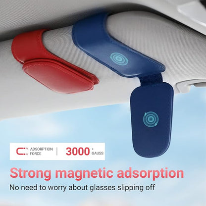 Sunglass Holder for Car Sun Visor Sunglasses Clip Car accessories -Blue | sun visor organizer, ticket card clip, eyeglass sunglasses holder, one-handed magnetic, anti-scratch, car stuff for women men - Image 5