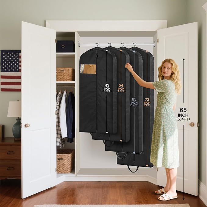 MISSLO 72" Wedding Dress Garment Bag Waterproof Garment Bags for Travel for Women Dress Bags for Gowns Long for Closet Storage, Black - Image 5