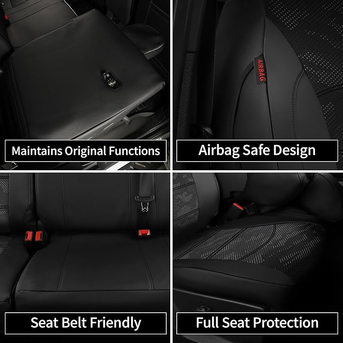 EKR F150 Seat Covers Custom Fit for (4 Door,SuperCrew) Ford F-150 Lariat 2021 2022 2023 2024 2025 2026 & F-150 (Lightning) Lariat 2022-2025 -Faux Leather(Black/Gray Camo A122) - Image 7