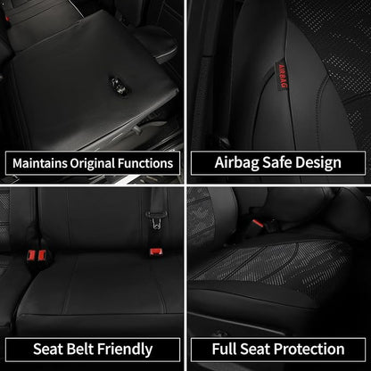 EKR F150 Seat Covers Custom Fit for (4 Door,SuperCrew) Ford F-150 Lariat 2021 2022 2023 2024 2025 2026 & F-150 (Lightning) Lariat 2022-2025 -Faux Leather(Black/Gray Camo A122) - Image 7