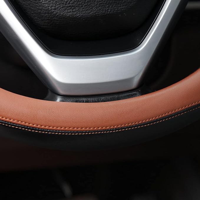 Microfiber Leather Steering Wheel Covers Universal 15 inch (Brown - Image 5