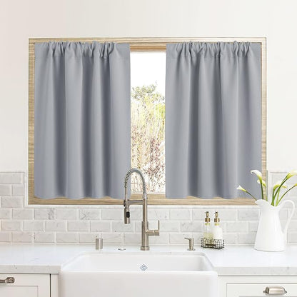 RYB HOME RV Curtains for Camper Windows, Mini Small Blackout Curtain Tiers | Thermal Insulated,Sunlight Heat Light Blocking,Privacy Portable Curtains for Travel Trailer,W34 x L24,Silver Grey,2 Panels by RYBHOME