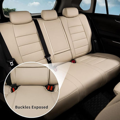 coverdream Full Set Leather Seat Covers for Toyota Corolla 2023-2026 LE Sedan(Not fit Hybrid),Airbag Compatible,Waterproof Car Seat Protector,Fit Like A Glove(Beige) - Image 3