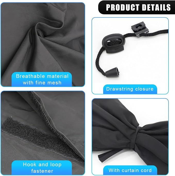 povtii 3PCS Car Window Shades, Auto Privacy Divider Curtain with 2 Rear Side Window Shades, Removable Vehicle Light Blocking Sunshades for Heat, UV Rays, Universal Car Accessories - Image 3
