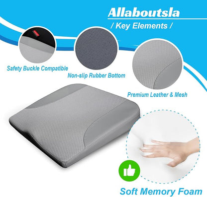 Allaboutsla Car Seat Cushion, Car Seat Cushions for Long Driving | Comfortable Memory Foam Driver Seat Cushion, Automotive Seat Cushions, Butt Pillow for Car,Truck, Office Chair, Gray - Image 4
