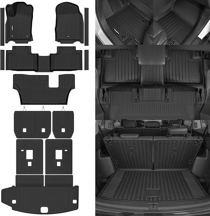 Floor Mats for 2011-2012 Dodge Durango 7 Seats/Bench Seats | Trunk Mat and 2nd/3rd Backrest Mat & Door Sill Guard All Weather TPE Protector Full Set Interior Accessories Floor Liners - Image 8