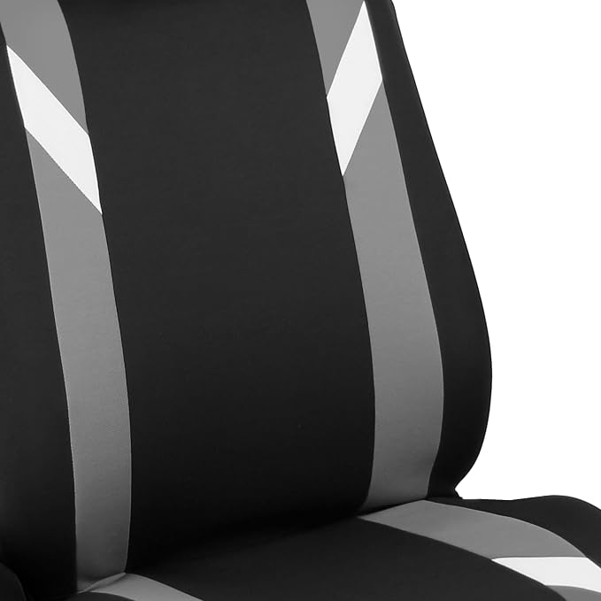 FH Group Premium Modernistic Flat Cloth Car Seat Covers – Universal Fit, Washable Seat Covers for SUV Sedan Van, Gray, Full Set - Image 3