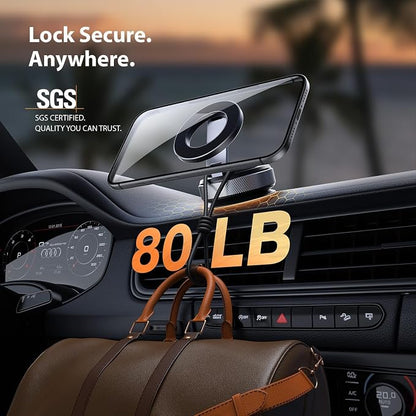 Magnetic Phone Holder for Car, Phone Mount for iPhone and Android | Aerospace Aluminum; 3200gf Magnet; 80LBS Vacuum Suction; 360° Adjustable; Compatible with MagSafe - Image 4