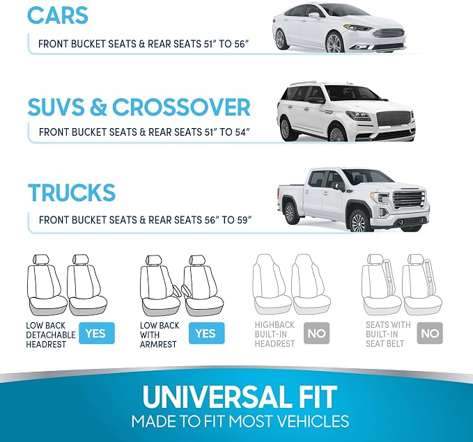 BDK UltraFit Waterproof Towel Seat Covers for Cars - 1 Piece Washable Cloth Car Seat Cover Towels Front Seats - Sweat Seats Protector for Gym, Swimming, Surfing, Running - Universal Fit for Most Cars - Image 7