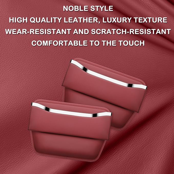 HOLDCY Car Seat Gap Filler Organizer - Leather Console Side Pocket Seat Storage - Stylish and Practical Car Accessories for Cars,SUV,Truck (Red - 1 Pack) - Image 4