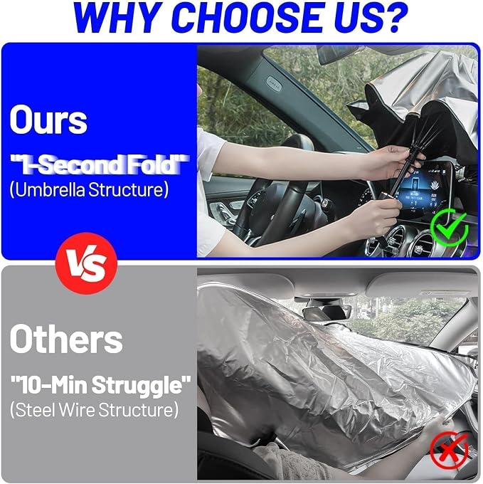 Windshield Sun Shade Umbrella for Honda Accord 2023-2024 Front Window | Foldable Sunshade with 360° Rotating Shaft, Custom Fit Car Shades for Accord Accessories with UV & Heat Protection - Image 2