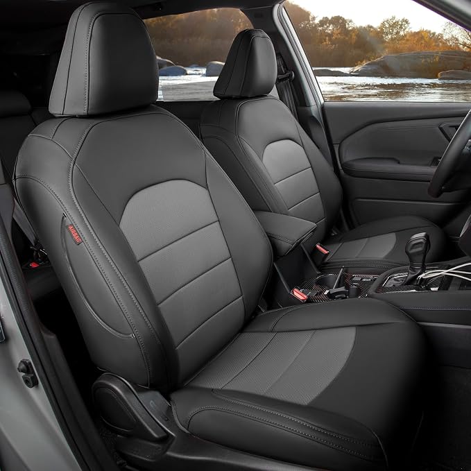 Custom Seat Covers for 2025 Subaru Forester,Rear w/Armrest,Faux Leather | Full Set Suv Seat Cushion,Easy Installation,Factory Look,Waterproof Car Seat Protector (Black/Gray) by Coverdream
