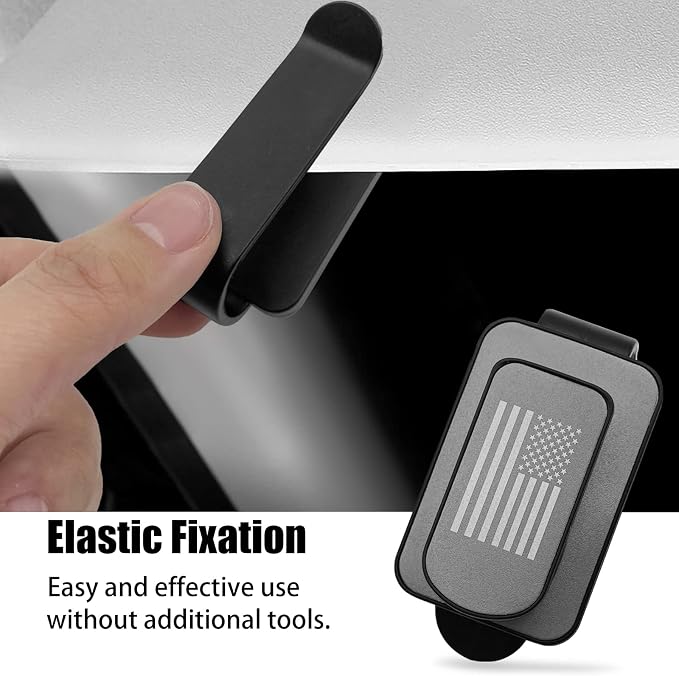 Sunglass Holder for Car Visor, Multi-Function Ticket Card Clip Upgrade Metal Flag Personality Modeling for Car SUV Truck, American Flag Ticket Card Glasses Clip(Black/Gray) - Image 3